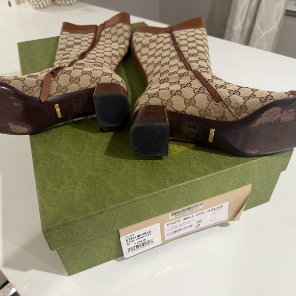 Gucci Women's Tan and Brown Heeled Boots - Picture 5 of 6